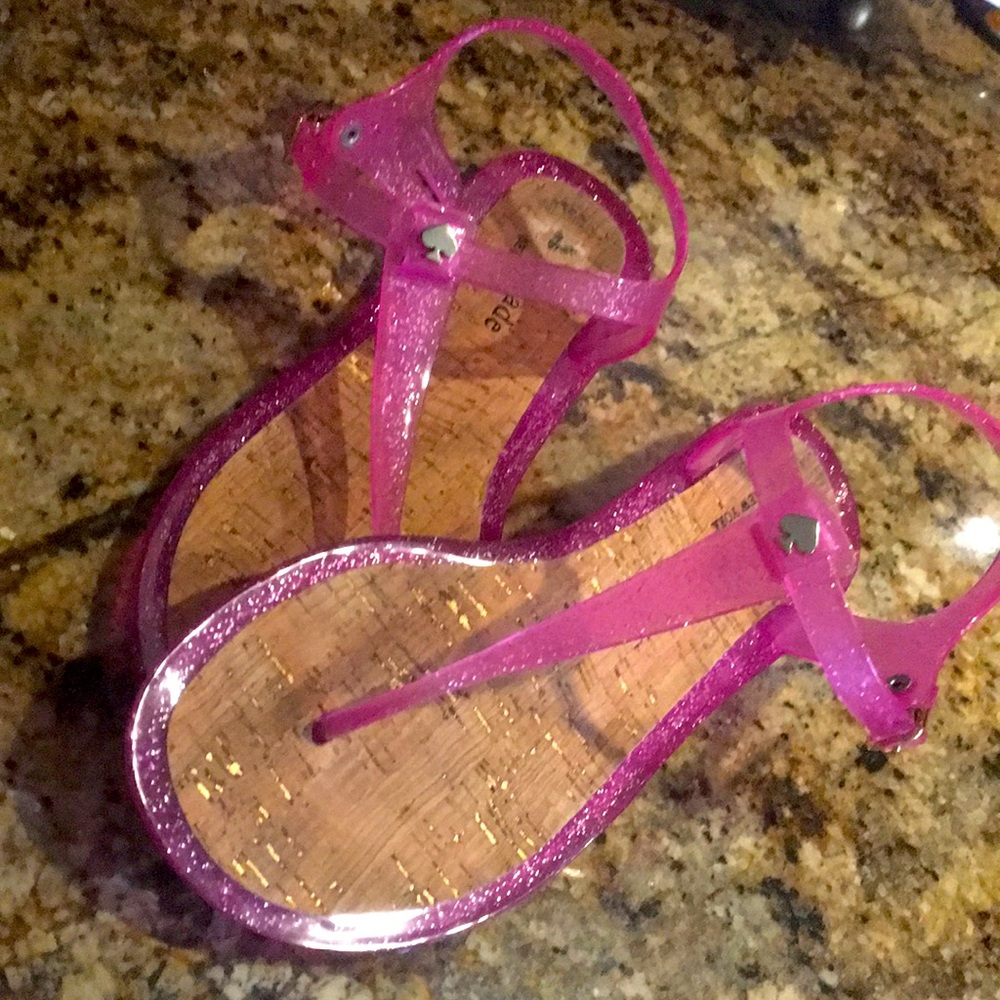 Kate spade pink sparkle t-strap 7 sandal